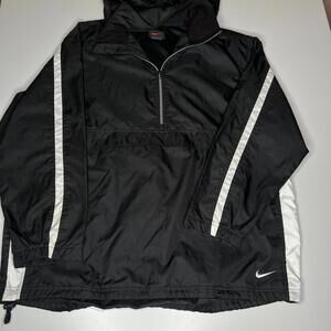 Nike black white swoosh pullover windbreaker jacket men’s XL half zip